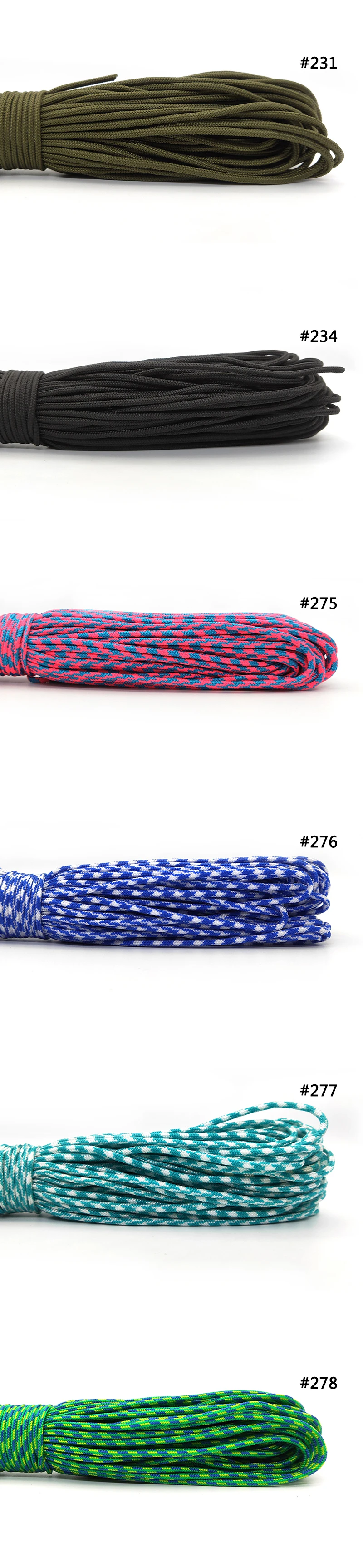 IQiuhike 100 Colors Paracord 2mm 100FT,50FT,25FT One Stand Cores Paracord Rope Paracorde Cord For Jewelry Making Wholesale