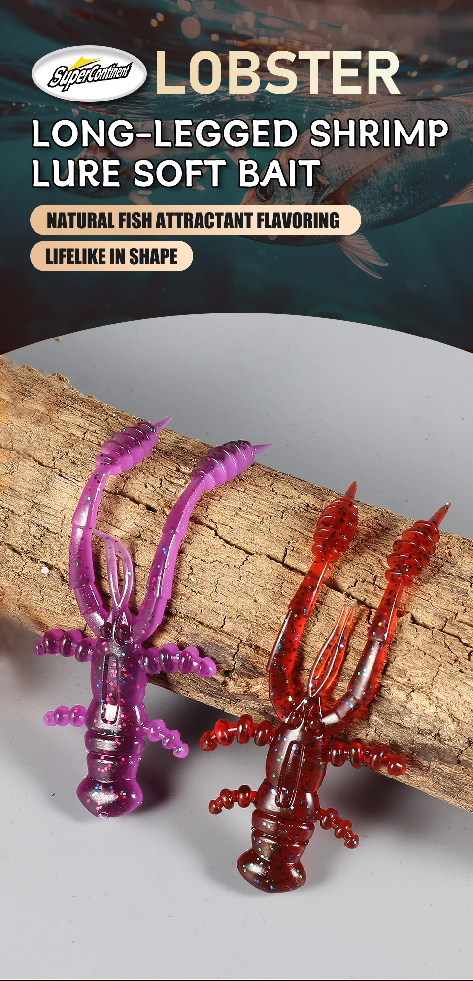 Supercontinent lobster 72mm / 47mm Lobster Soft Lure Fishing Lures Attractive Shrimp odor salt Wobbler