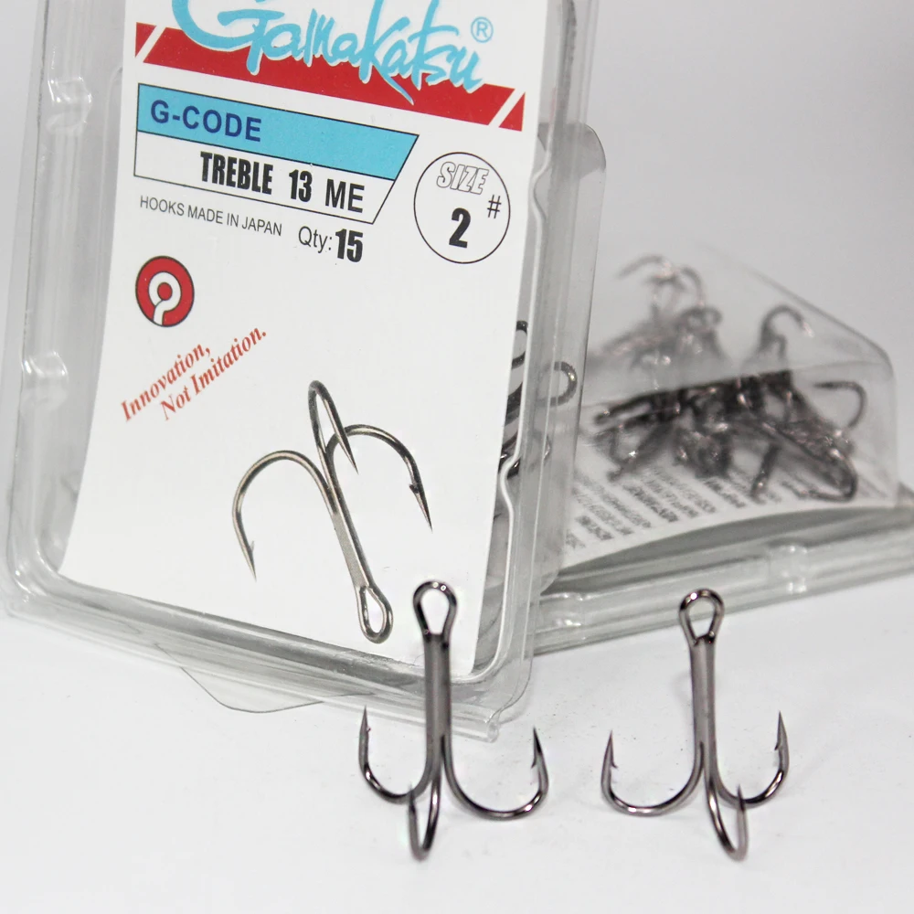 Gamakatsu Fishing Hooks 15Pcs/lot 13ME 1#-14# High Carbon Steel Material Treble Black Fishing Hook Fishing Tackle Round Bend