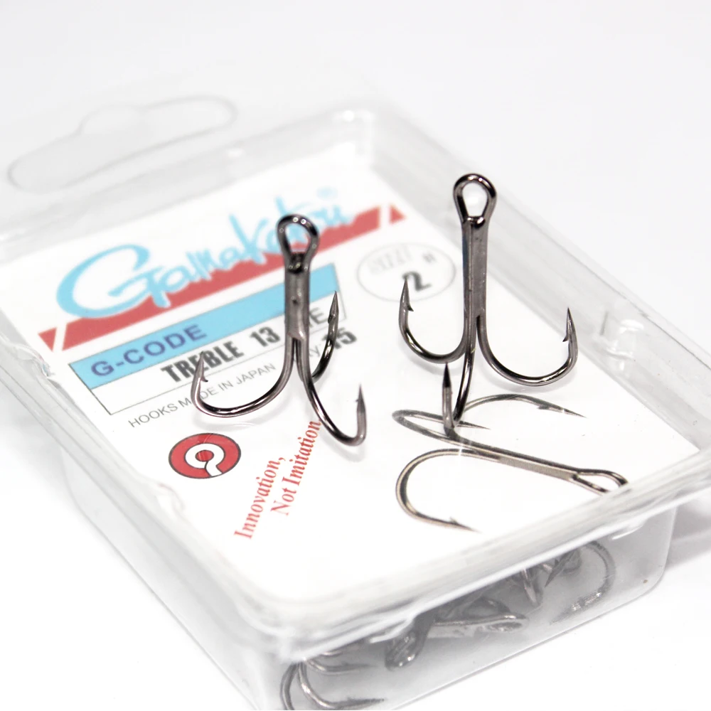 Gamakatsu Fishing Hooks 15Pcs/lot 13ME 1#-14# High Carbon Steel Material Treble Black Fishing Hook Fishing Tackle Round Bend