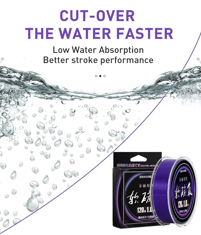 ZUKIBO Toray Soft Flouocarbon Coating Purple Nylon Fishing Line Durable Monofilament Line Fresh/Saltwater Japan Sinking Line