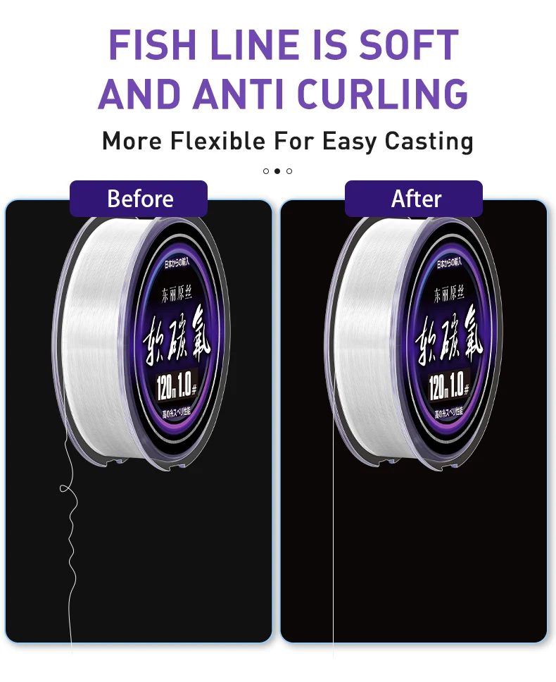 ZUKIBO Toray Soft Flouocarbon Coating Purple Nylon Fishing Line Durable Monofilament Line Fresh/Saltwater Japan Sinking Line