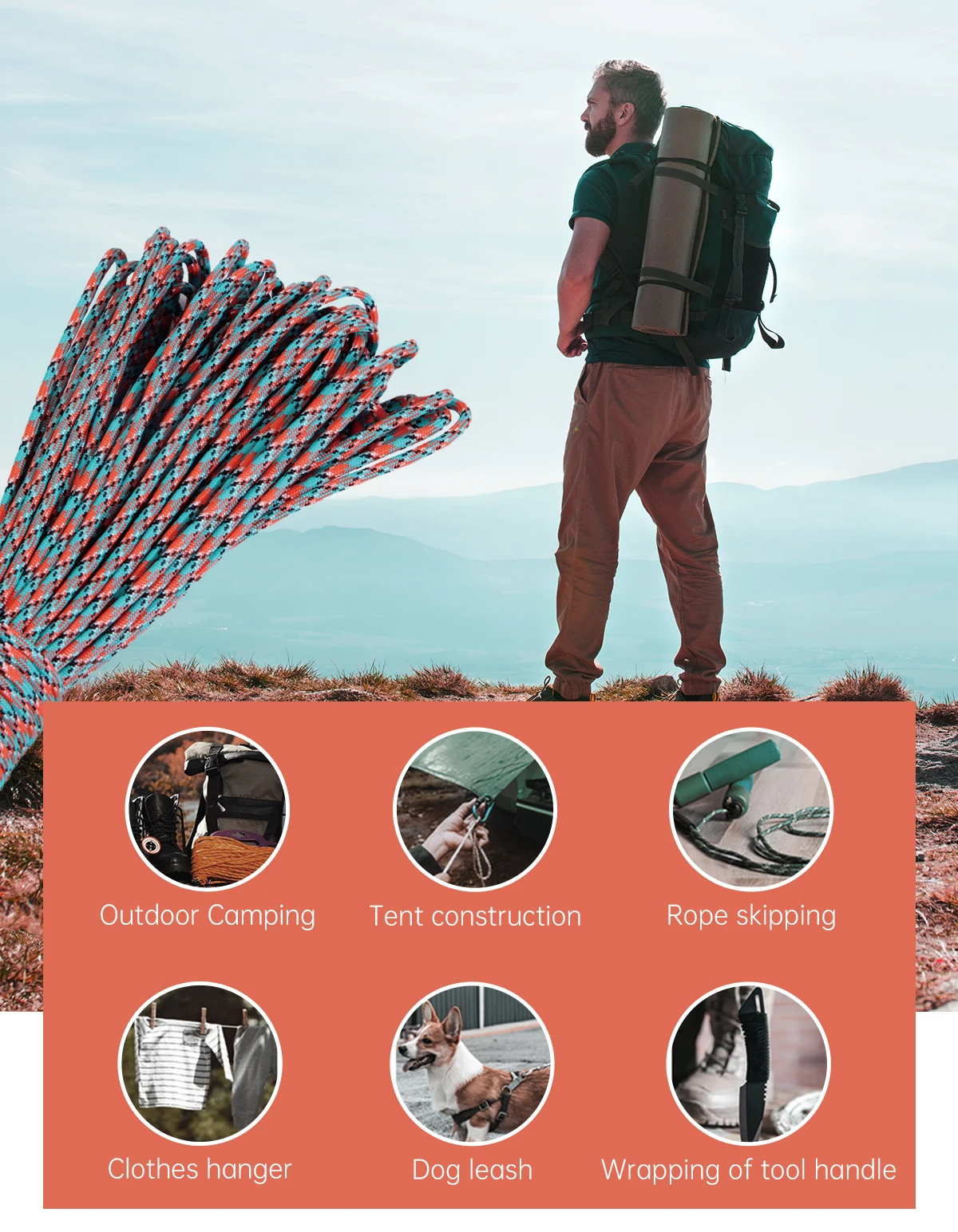 1pcs 550 Paracord Parachute Cord Lanyard Mil Spec Type III 7 Strand Core 100 FT 27 Colors For Climbing Camping / Bracelet