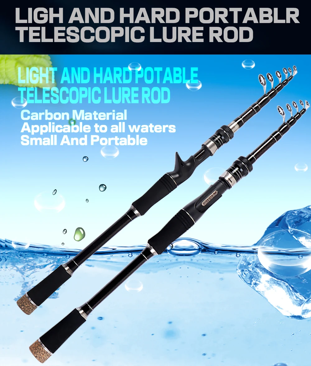 1.8M 2.1M 2.4M 2.7M 3.0M Portable Telescopic Fishing Rod Carbon Fiber Spinning/Casting Fish Rod Tackle