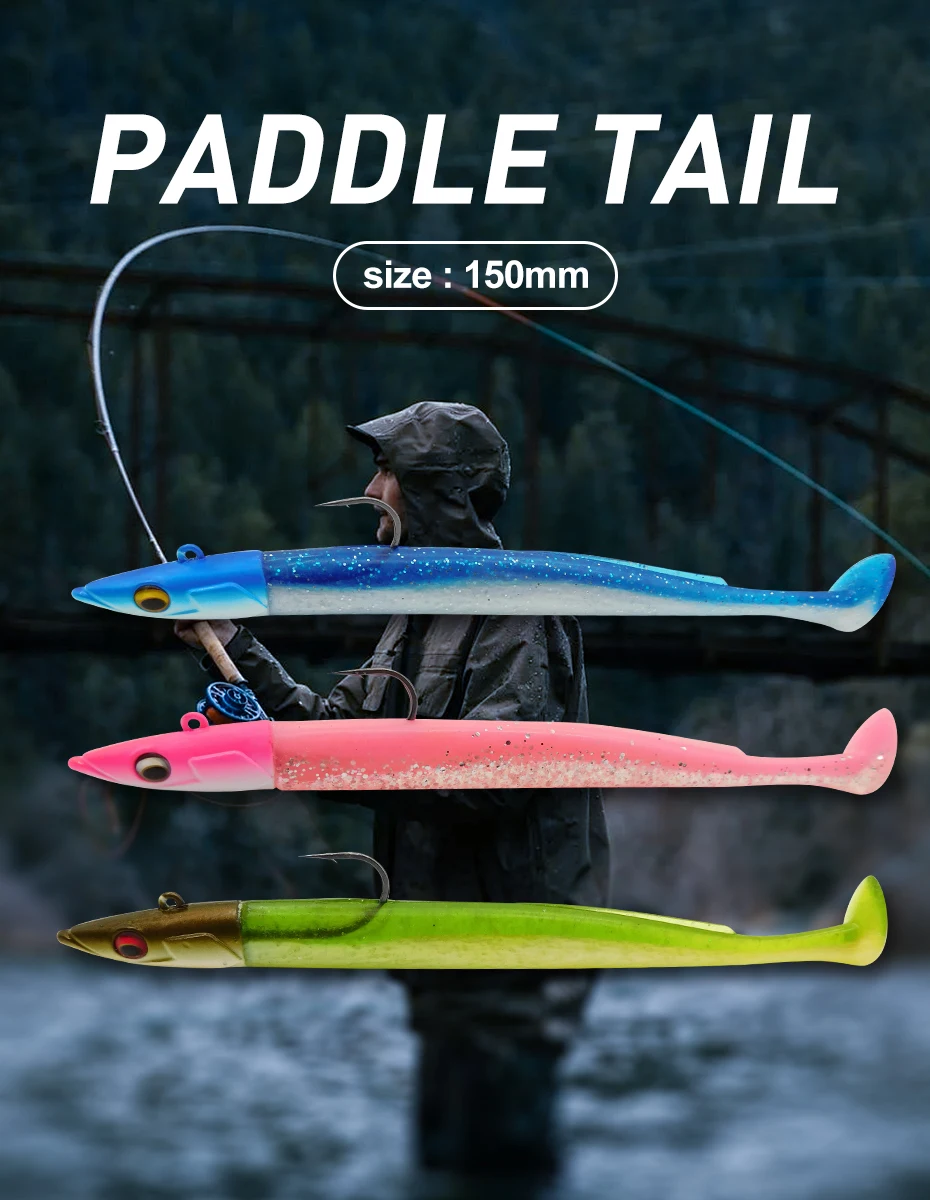 ESFISHING Soft Fishing Lures Leurre Souple Crazy Paddle Tail 150mm Swimbait Lifelike for Pike Bass Trout Pescas