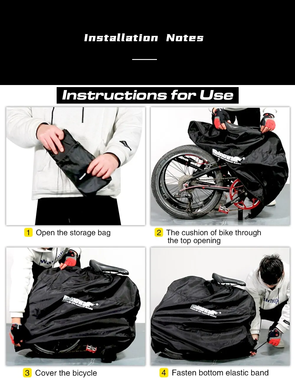 Rhinowalk Folding Bike Storage Bag Cover Portable Fits 20-Inch Or 16-Inch Folding Bike Light Bike Travel Carry Handbag