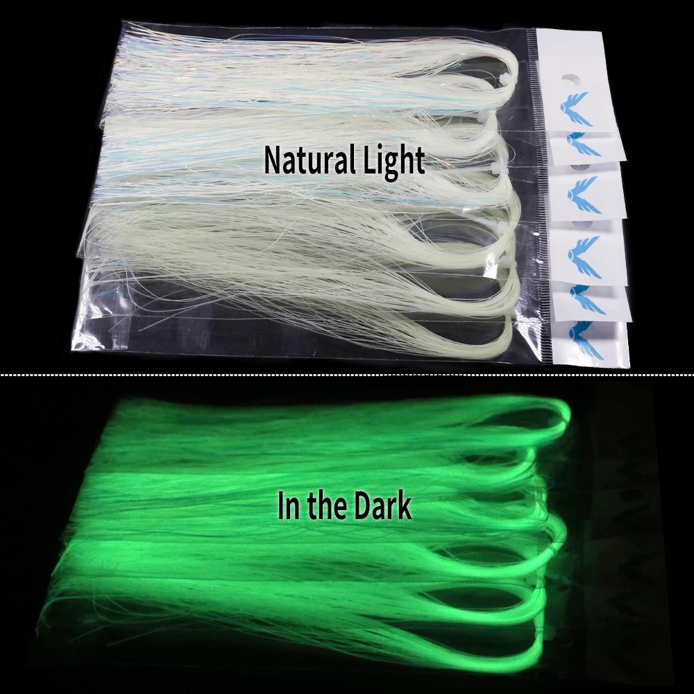 ICERIO 2packs Holographic Mylar Flash Tinsel Synthetic Luminous Glowing Fly Tying Material for Fishing Assist Hook Jigs Lure