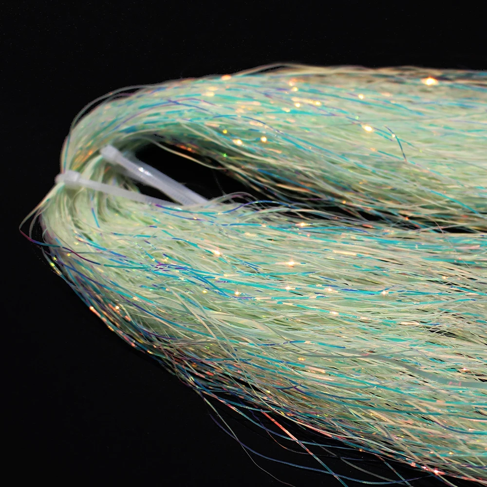 ICERIO 2packs Holographic Mylar Flash Tinsel Synthetic Luminous Glowing Fly Tying Material for Fishing Assist Hook Jigs Lure