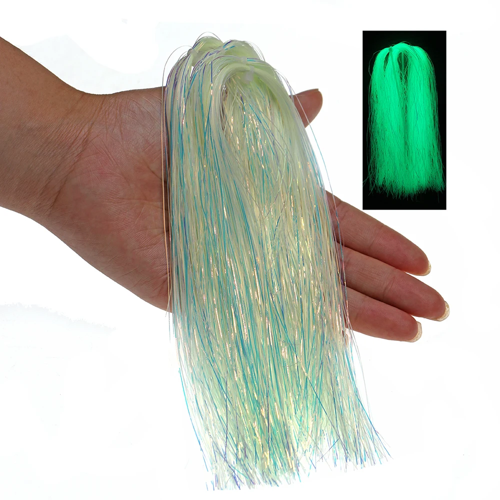 ICERIO 2packs Holographic Mylar Flash Tinsel Synthetic Luminous Glowing Fly Tying Material for Fishing Assist Hook Jigs Lure