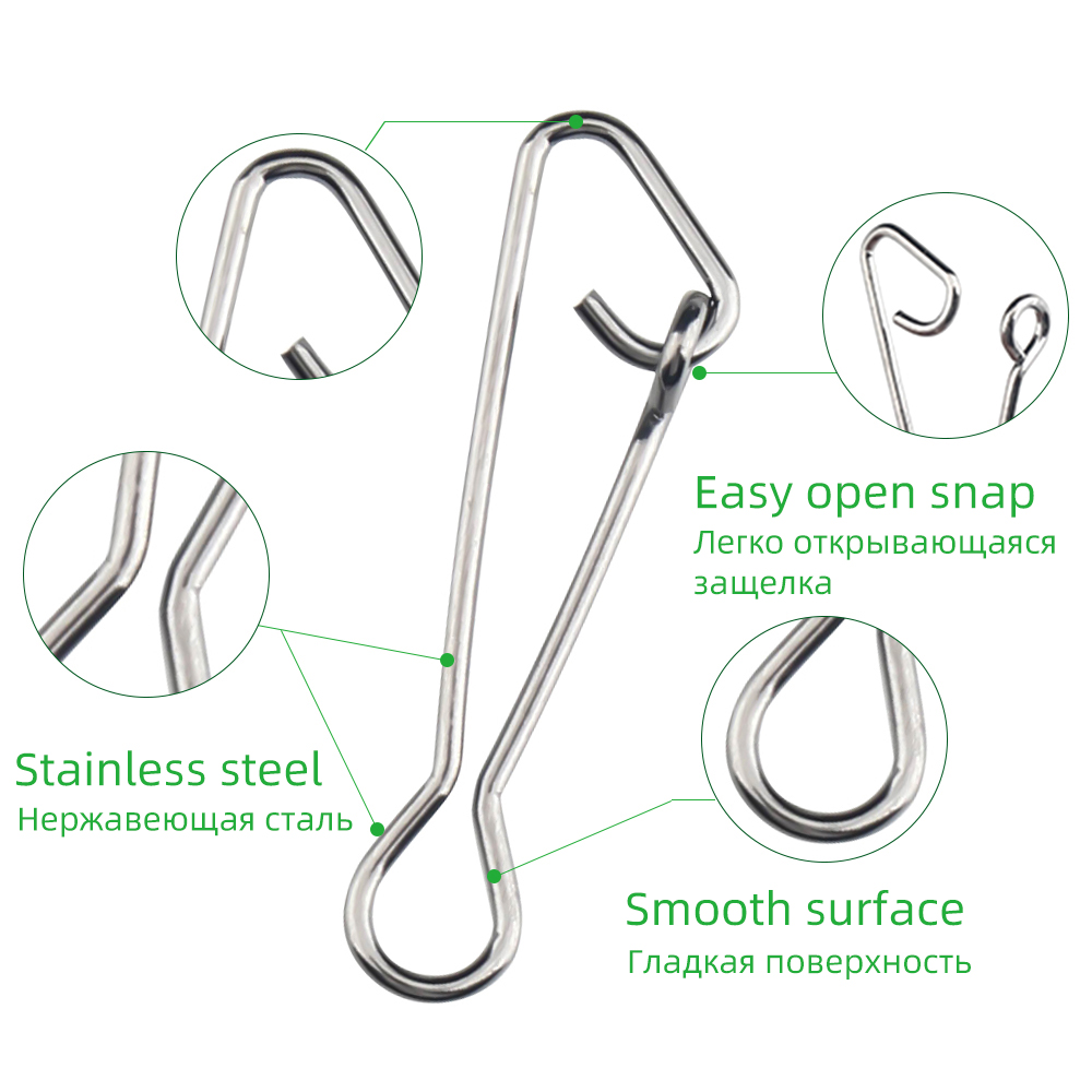 DNDYUJU 50pcs Fishing Snap Fast Lock Fishing Connector Lure Safety Pin Fish Tool Stainless Steel Snap Swivel Fish Tackle