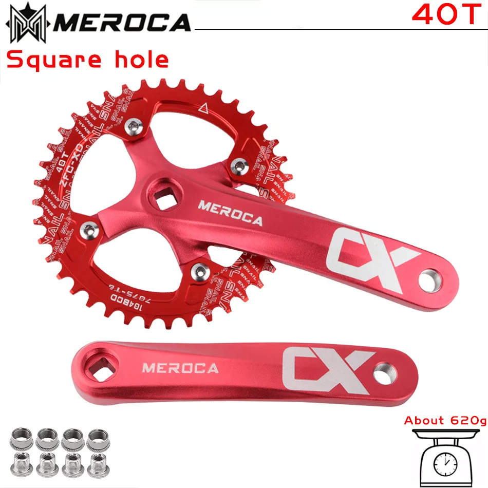 MEROCA Bicycle Crank Chainwheel 104BCD MTB Bike Crankset Aluminum Alloy with Bottom 170mm Crank Black 32/34/36/38/40/42T Plate