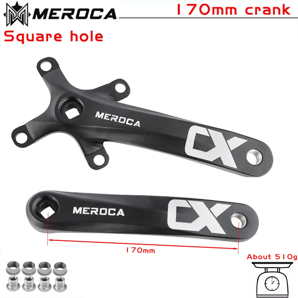 MEROCA Bicycle Crank Chainwheel 104BCD MTB Bike Crankset Aluminum Alloy with Bottom 170mm Crank Black 32/34/36/38/40/42T Plate