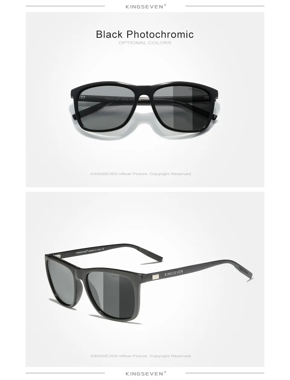 KINGSEVEN Aluminum Frame Sunglasses Men Polarized Photochromic Sun Glasses Women's Accessories Driving Sunglasses