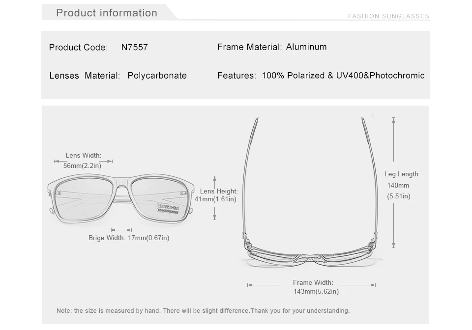 KINGSEVEN Aluminum Frame Sunglasses Men Polarized Photochromic Sun Glasses Women's Accessories Driving Sunglasses