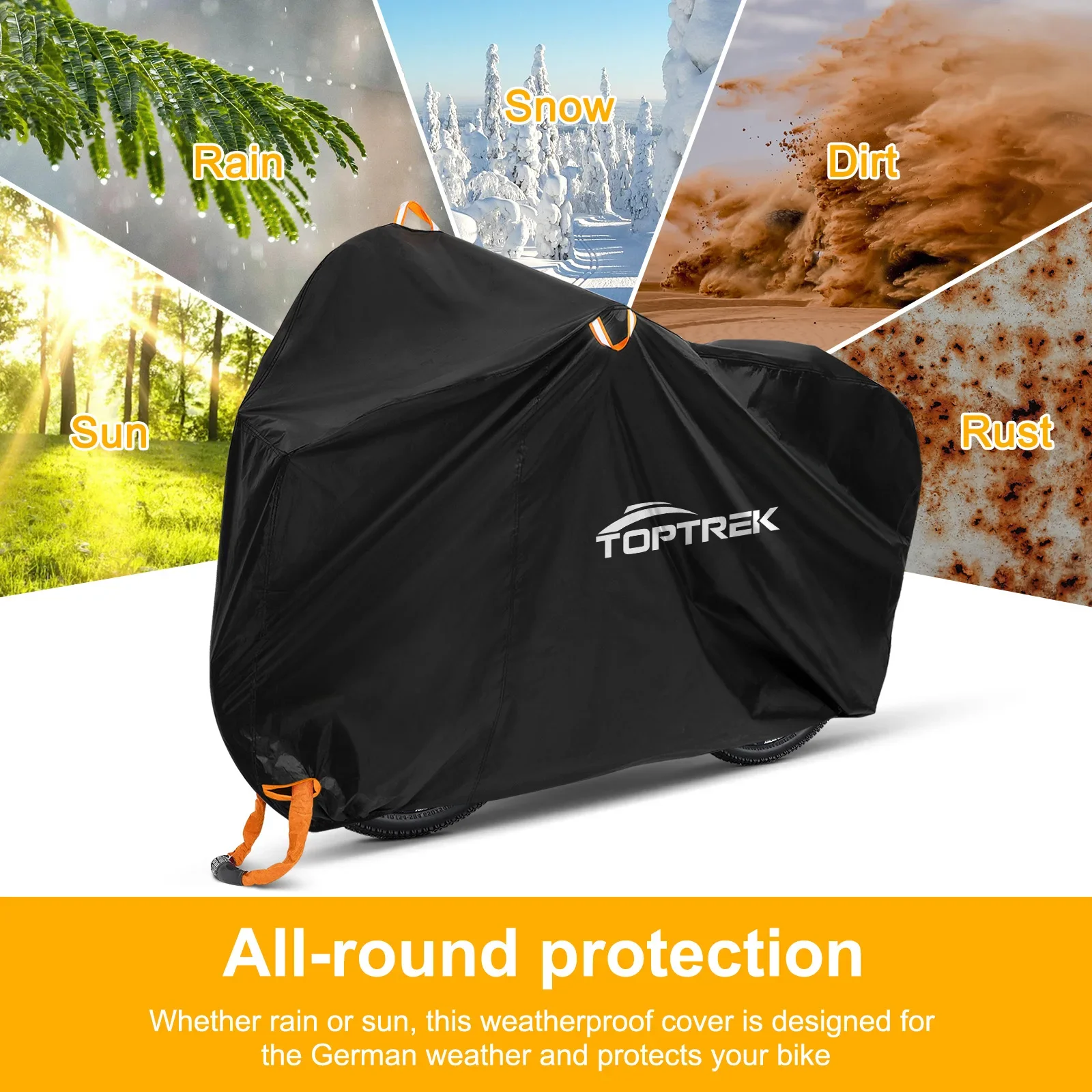 Toptrek Bike Cover 210D High Quality Bicycle Protector Multipurpose Rain Snow Dust Waterproof All Weather Protective Covers