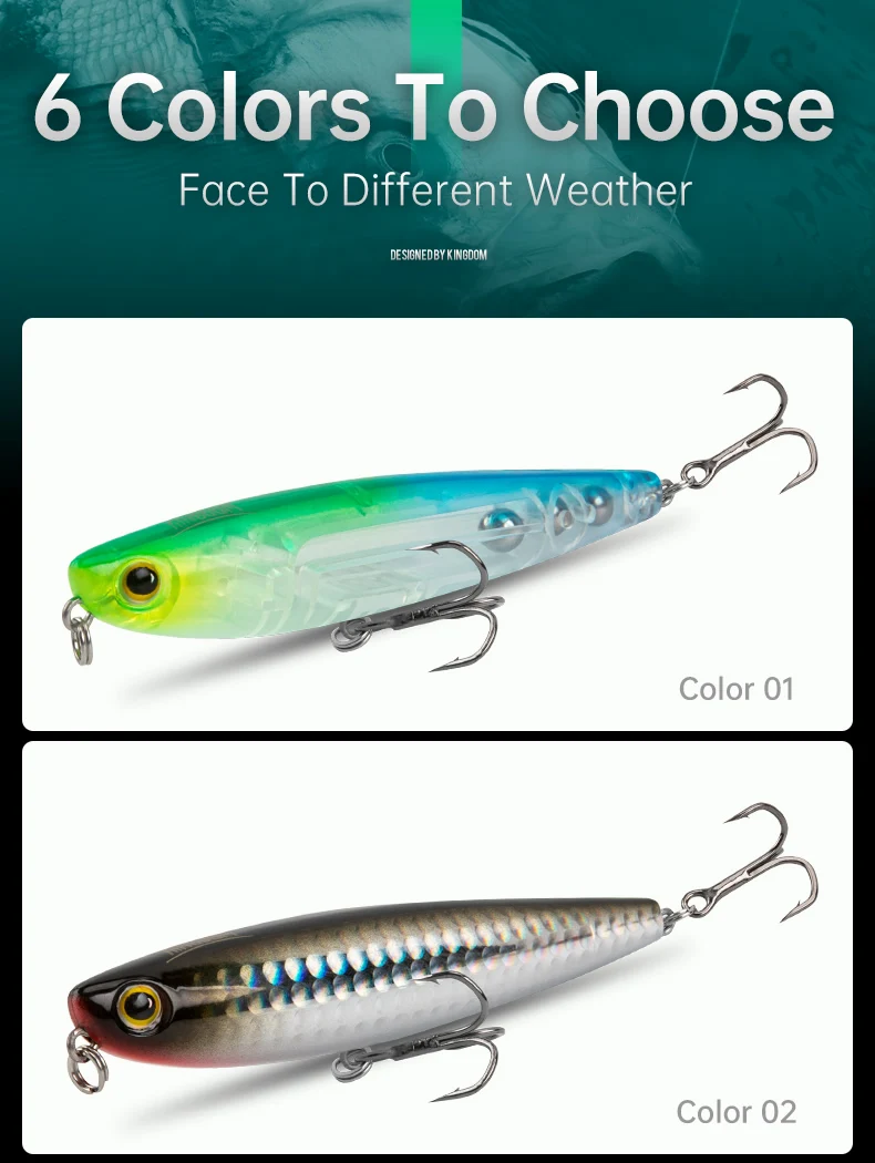 Kingdom Topwater Pencil Fishing Lures 60mm 5.6g 90mm 11g Walking Dog Swimbaits Floating Artificial Hard Baits For Bass Pike