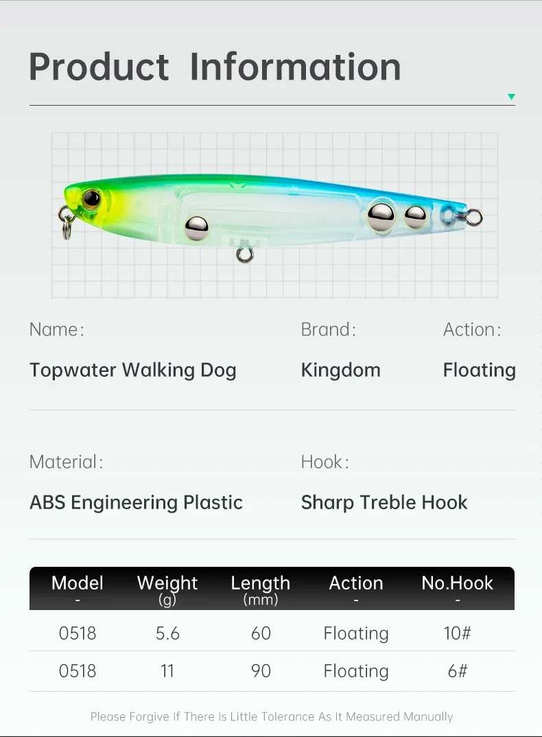 Kingdom Topwater Pencil Fishing Lures 60mm 5.6g 90mm 11g Walking Dog Swimbaits Floating Artificial Hard Baits For Bass Pike