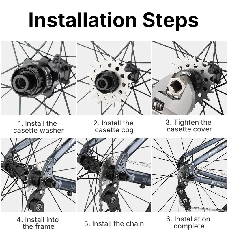 MUQZI Bike Cassette Cog Single Speed 12T 13T 14T 15T 16T 17T 18T Sprockets MTB Road Bicycle Flywheel Cog
