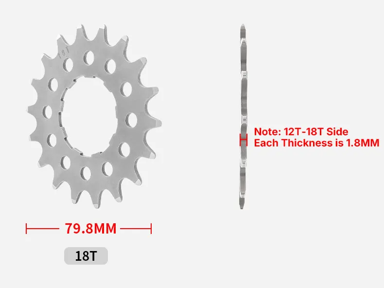 MUQZI Bike Cassette Cog Single Speed 12T 13T 14T 15T 16T 17T 18T Sprockets MTB Road Bicycle Flywheel Cog