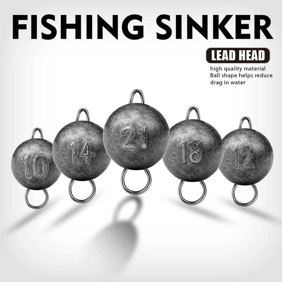Fishing Accessories Leaded Jig Head 3g 5g 7g 10g 12g 14g 18g 21g Lead Pendant Round Pendant Lead Sinkers Fishing Sinker For Lure
