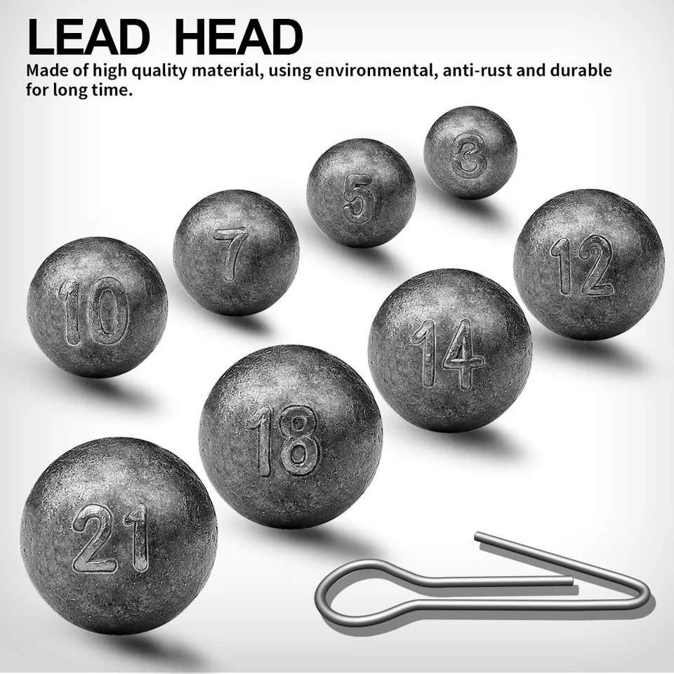 Fishing Accessories Leaded Jig Head 3g 5g 7g 10g 12g 14g 18g 21g Lead Pendant Round Pendant Lead Sinkers Fishing Sinker For Lure