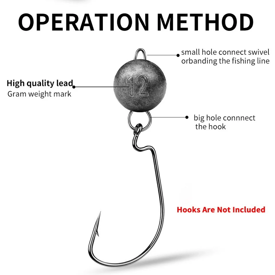 Fishing Accessories Leaded Jig Head 3g 5g 7g 10g 12g 14g 18g 21g Lead Pendant Round Pendant Lead Sinkers Fishing Sinker For Lure