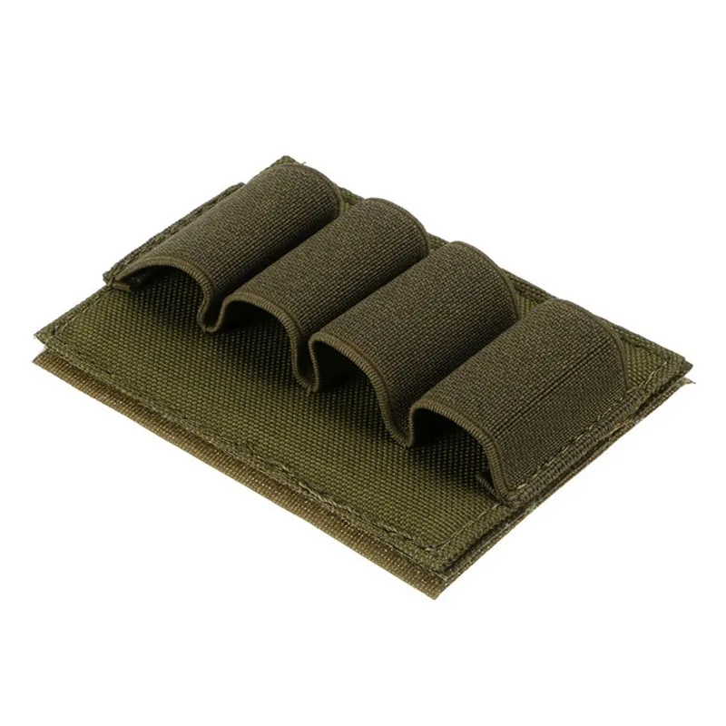 Tactical 12/20Ga 4 Round Ammo Carrier Holder Shotgun Shell Molle Nylon Magazine Pouch Panel Flashlight Pen Organizer