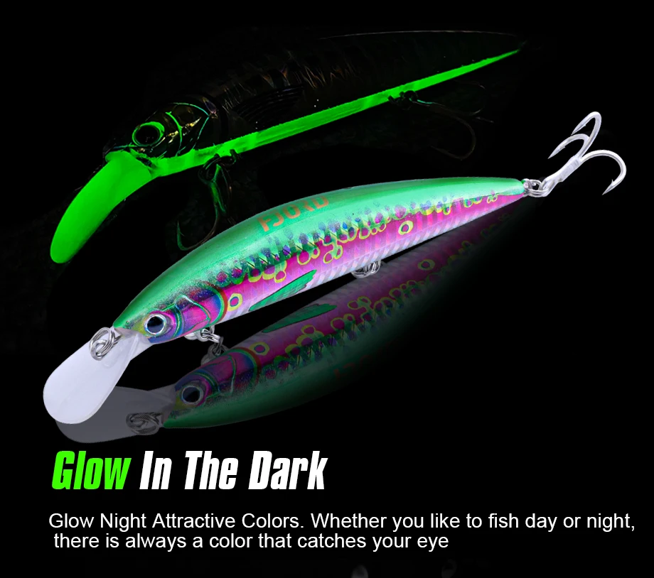 FJORD Luminous 37g 29g 17g Hardcore Sinking Minnow Fishing Lure Treble Hook Hard Baits Jerkbait Sea Long Casting Fishing Items