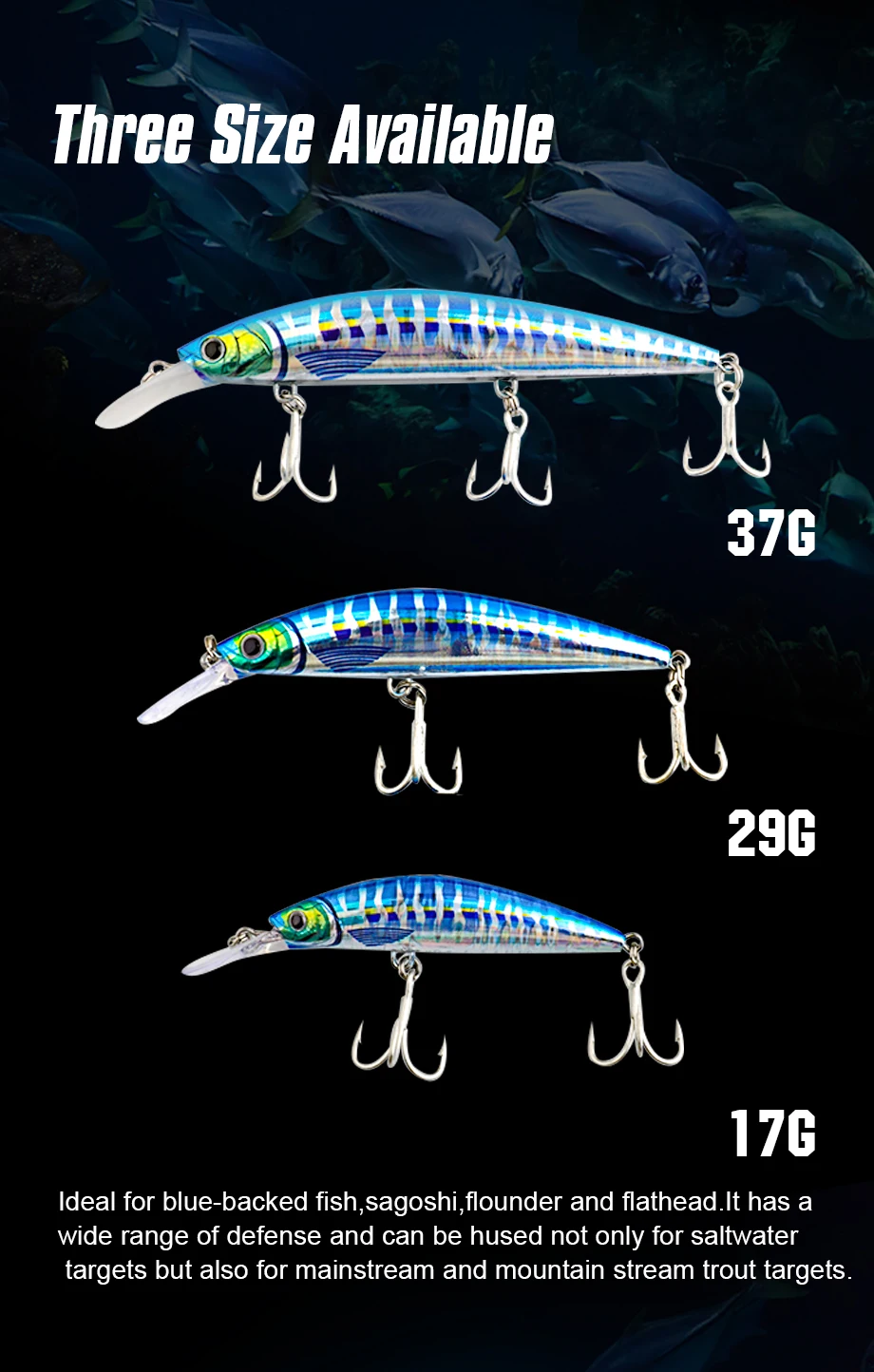 FJORD Luminous 37g 29g 17g Hardcore Sinking Minnow Fishing Lure Treble Hook Hard Baits Jerkbait Sea Long Casting Fishing Items