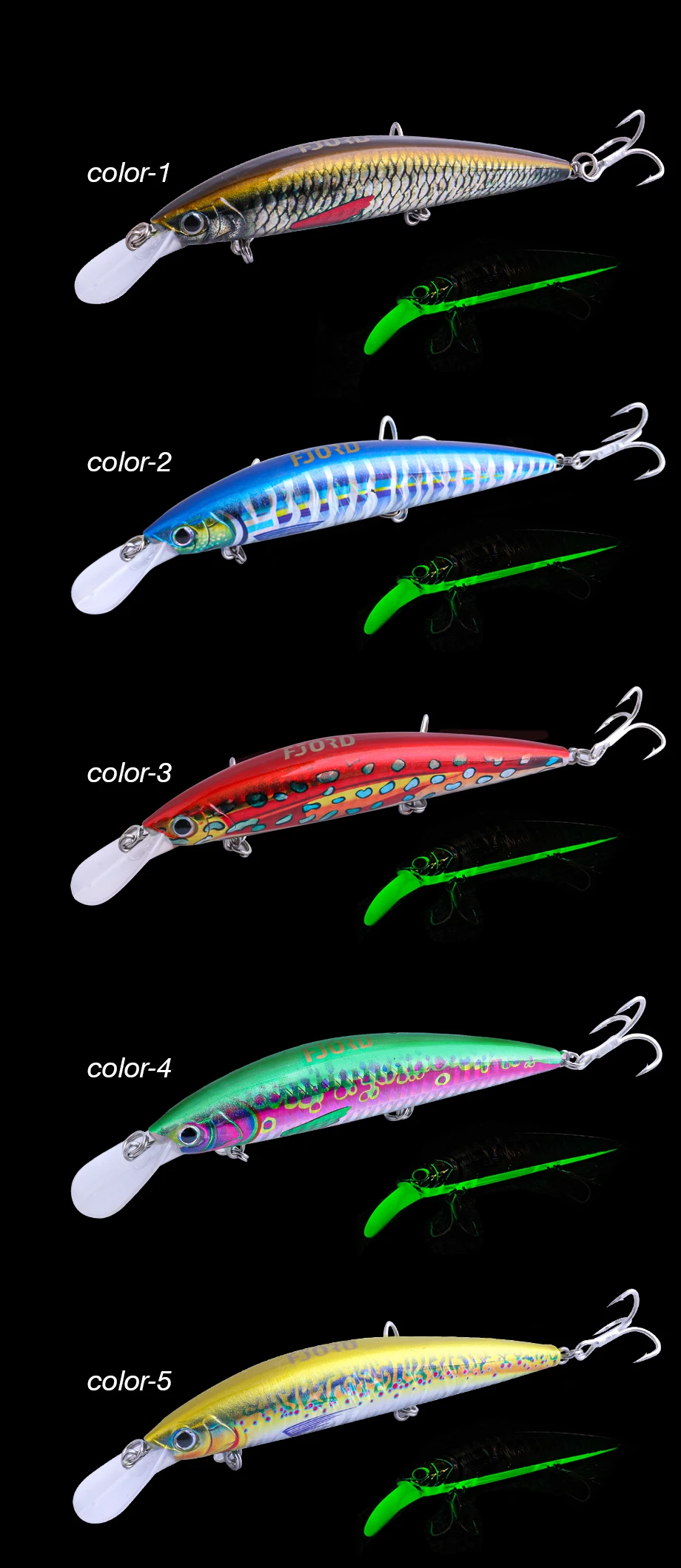 FJORD Luminous 37g 29g 17g Hardcore Sinking Minnow Fishing Lure Treble Hook Hard Baits Jerkbait Sea Long Casting Fishing Items