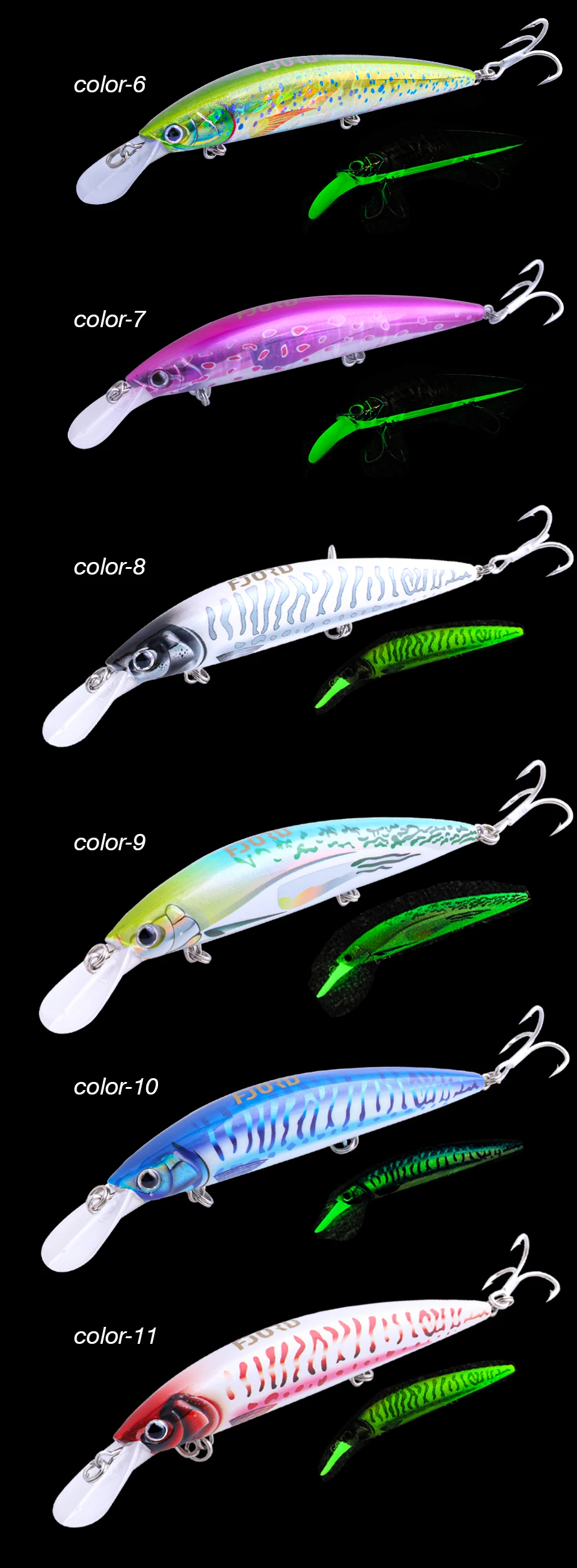 FJORD Luminous 37g 29g 17g Hardcore Sinking Minnow Fishing Lure Treble Hook Hard Baits Jerkbait Sea Long Casting Fishing Items