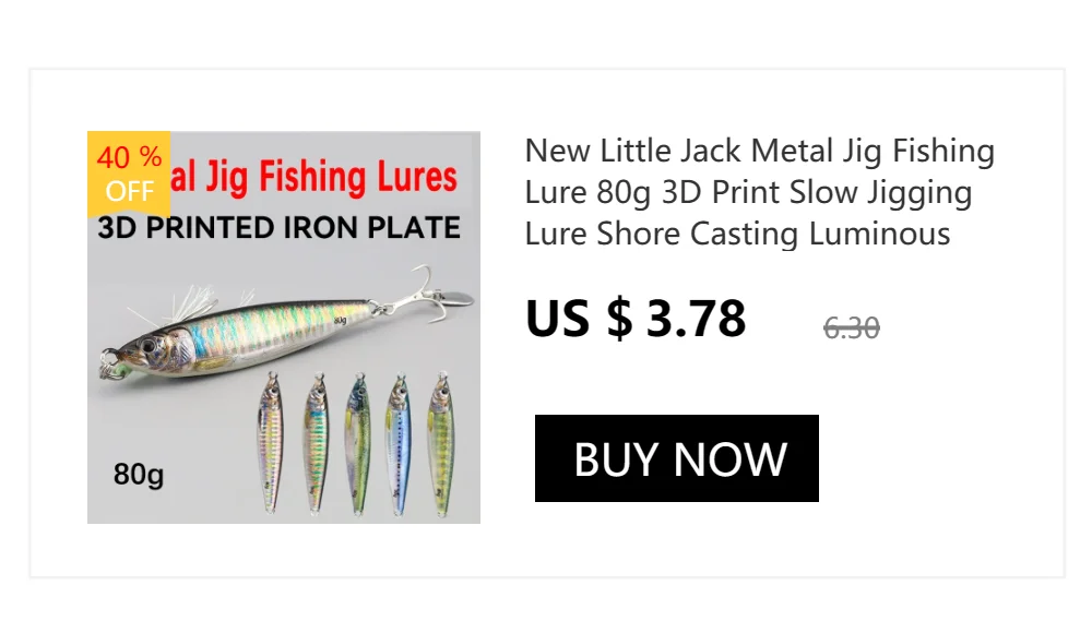 3D Metal Jig 60g 80g 100g 120g 150g 200g Sea Biomimetic Fish Iron Plate Bait Wobbler Fishing Lure Artificial Ocean Boat Fishing