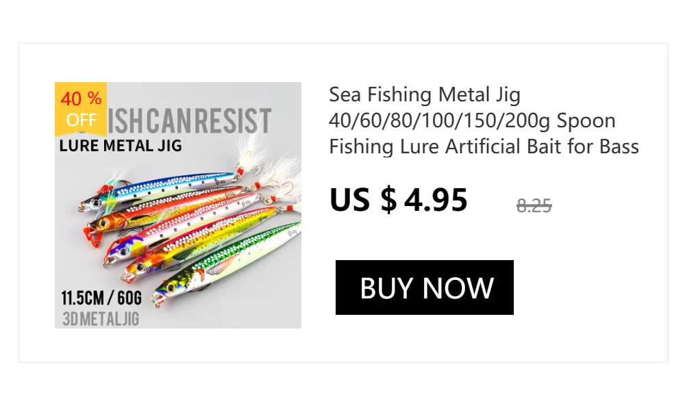 3D Metal Jig 60g 80g 100g 120g 150g 200g Sea Biomimetic Fish Iron Plate Bait Wobbler Fishing Lure Artificial Ocean Boat Fishing