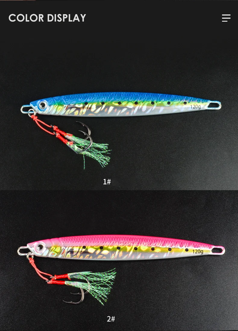 3D Metal Jig 60g 80g 100g 120g 150g 200g Sea Biomimetic Fish Iron Plate Bait Wobbler Fishing Lure Artificial Ocean Boat Fishing