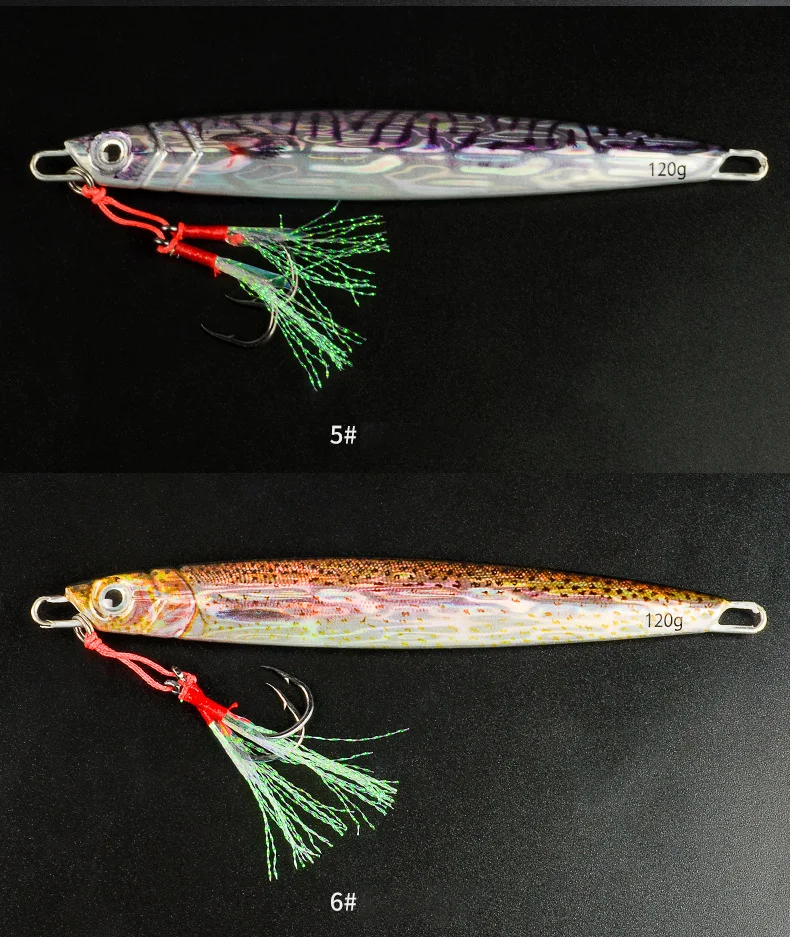 3D Metal Jig 60g 80g 100g 120g 150g 200g Sea Biomimetic Fish Iron Plate Bait Wobbler Fishing Lure Artificial Ocean Boat Fishing