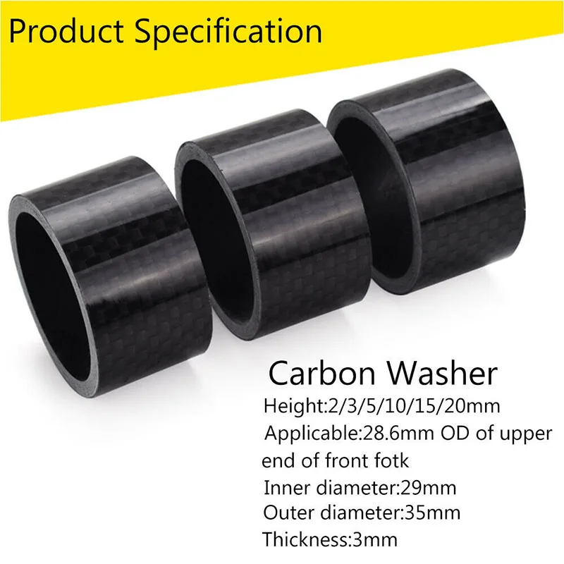 BUCKLOS Bike Headset Washer 11PC Carbon Fiber Stem Spacer Flexible 1 1/8" Mountain Road Bike Stem Front Fork Headset Washer