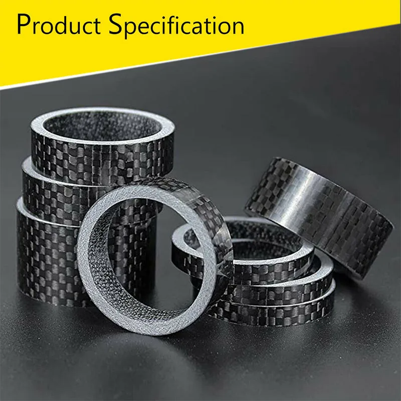 BUCKLOS Bike Headset Washer 11PC Carbon Fiber Stem Spacer Flexible 1 1/8" Mountain Road Bike Stem Front Fork Headset Washer
