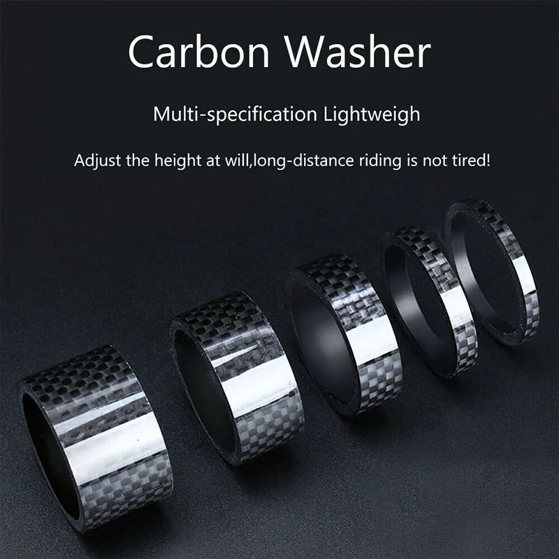 BUCKLOS Bike Headset Washer 11PC Carbon Fiber Stem Spacer Flexible 1 1/8" Mountain Road Bike Stem Front Fork Headset Washer