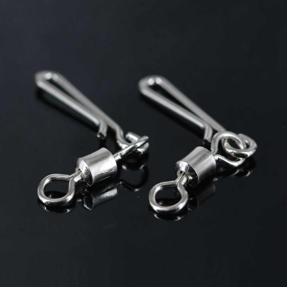 DNDYUJU 10pcs Fishing Lure Snap Fishing Rolling Swivels Interlock Pin FishHook Connector Fishing Accessories Tools