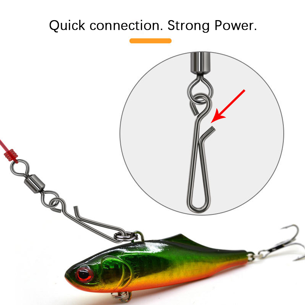 DNDYUJU 10pcs Fishing Lure Snap Fishing Rolling Swivels Interlock Pin FishHook Connector Fishing Accessories Tools