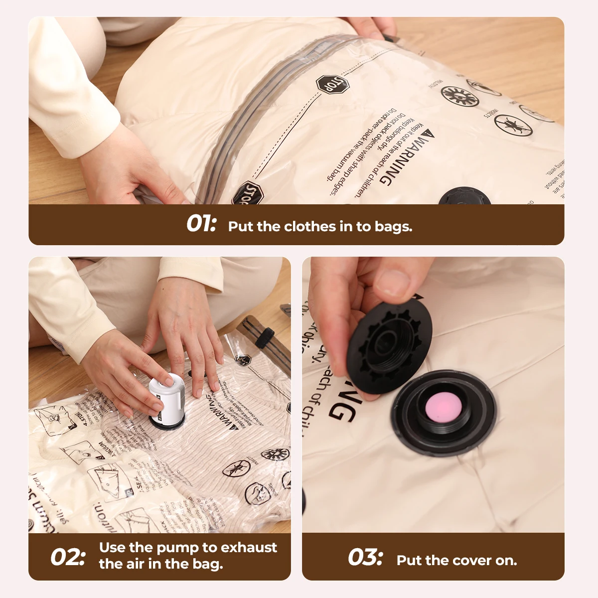 FLEXTAIL Vacuum Bag Set – 4pcs Durable Space-Saving Bags for Clothes and Bedding (Pump Required) – Ideal for Travel and Home