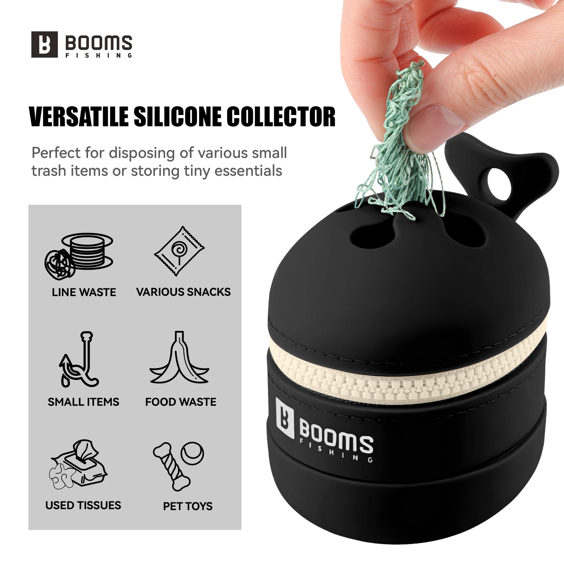 Booms Fishing Portable Silicone Trash Storage Bag For Fishing Tackle Outdoor Camping Tools Fishing Waste Collection Accessories