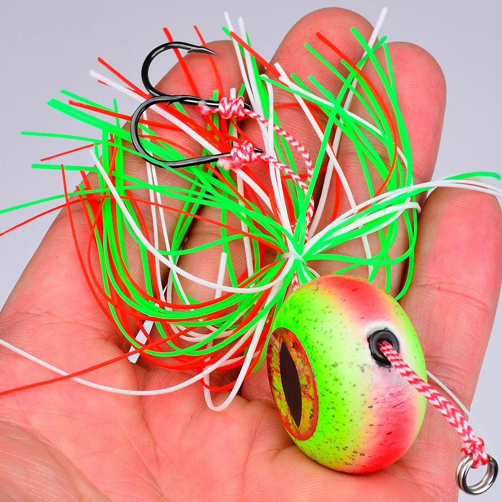 1Pc 20g-120g Tenya Tai Rubber Kabura Jig Slide Jig Snapper Grouper Sea-bream Jig Head With Rubber Skirt Jigging Lure