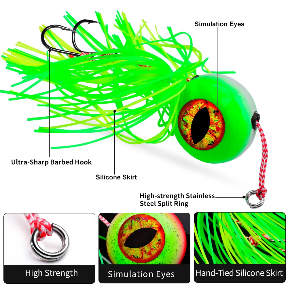 1Pc 20g-120g Tenya Tai Rubber Kabura Jig Slide Jig Snapper Grouper Sea-bream Jig Head With Rubber Skirt Jigging Lure