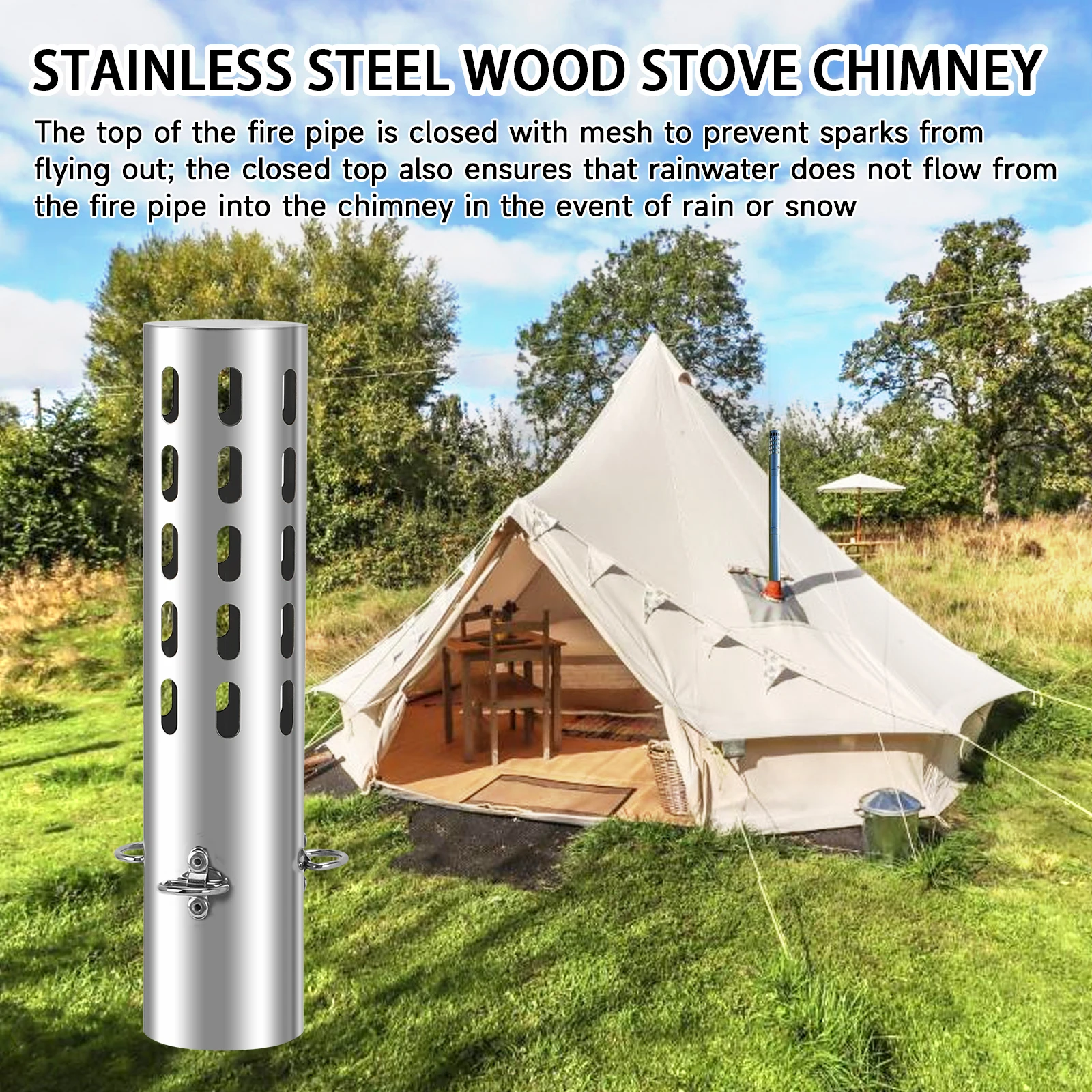 Camping Tent Stove Chimney Parts Spark Arrestor Stove Pipe Spark Arrestor Stainless Steel Chimney Cap Tent Stove Exhaust Stovepi