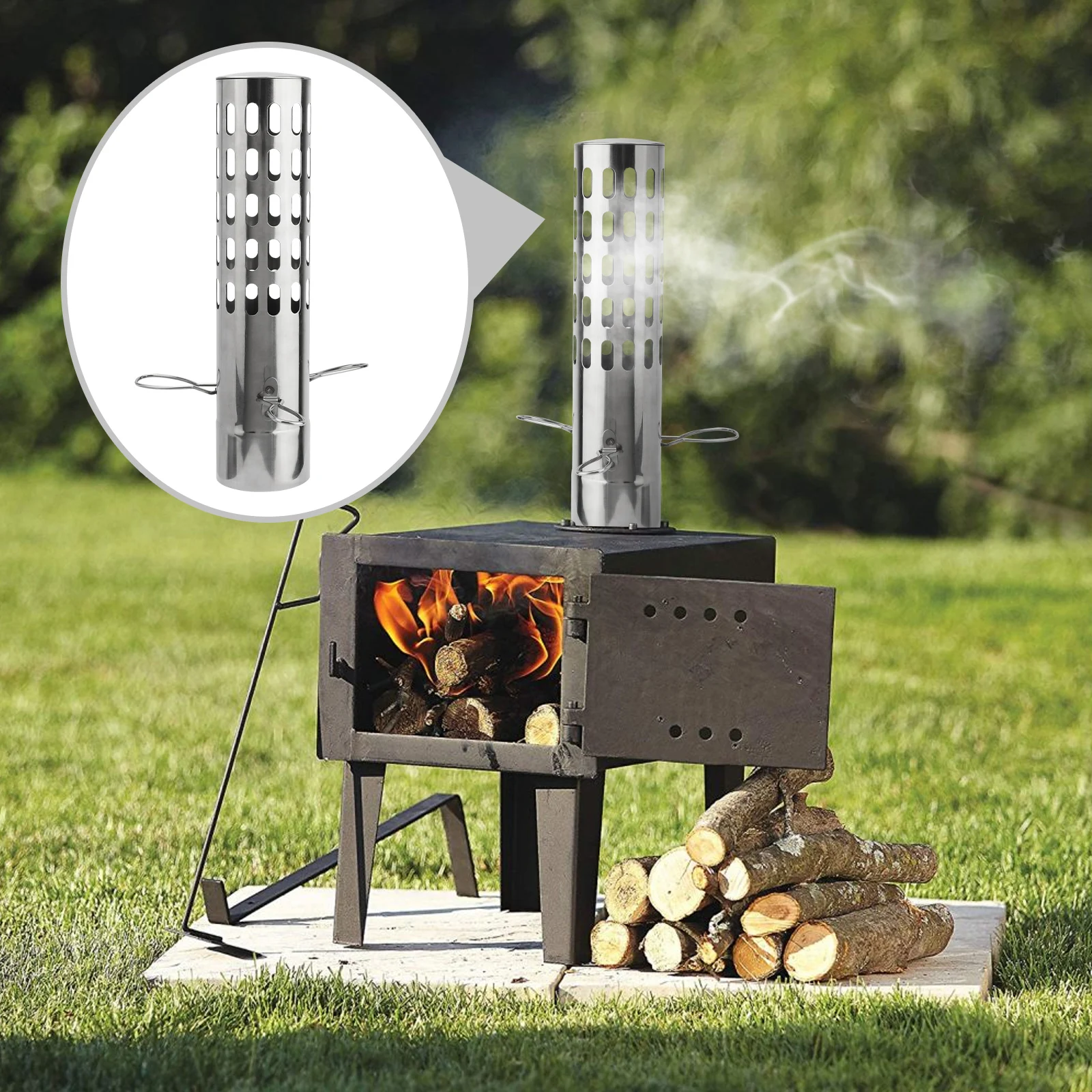 Camping Tent Stove Chimney Parts Spark Arrestor Stove Pipe Spark Arrestor Stainless Steel Chimney Cap Tent Stove Exhaust Stovepi