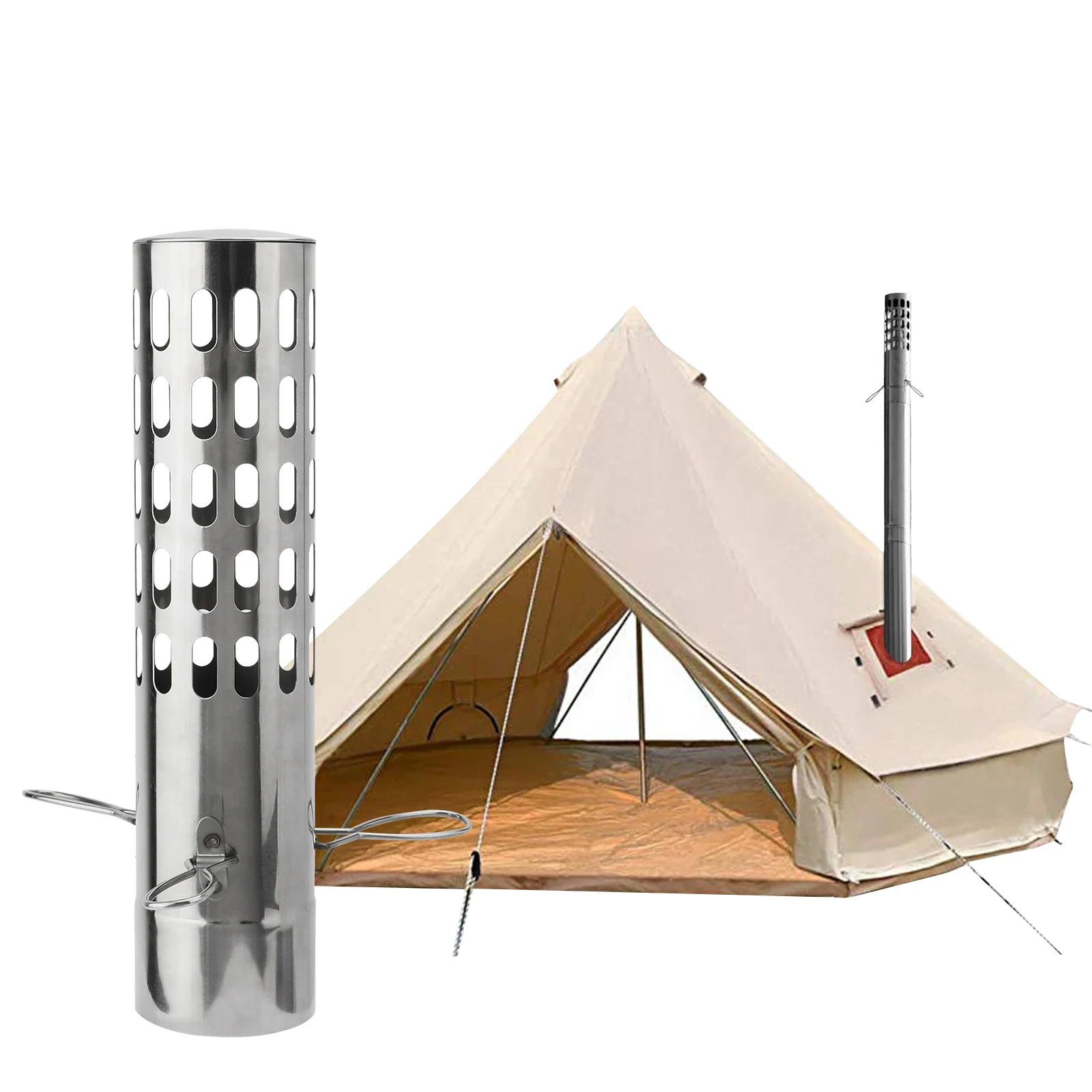 Camping Tent Stove Chimney Parts Spark Arrestor Stove Pipe Spark Arrestor Stainless Steel Chimney Cap Tent Stove Exhaust Stovepi
