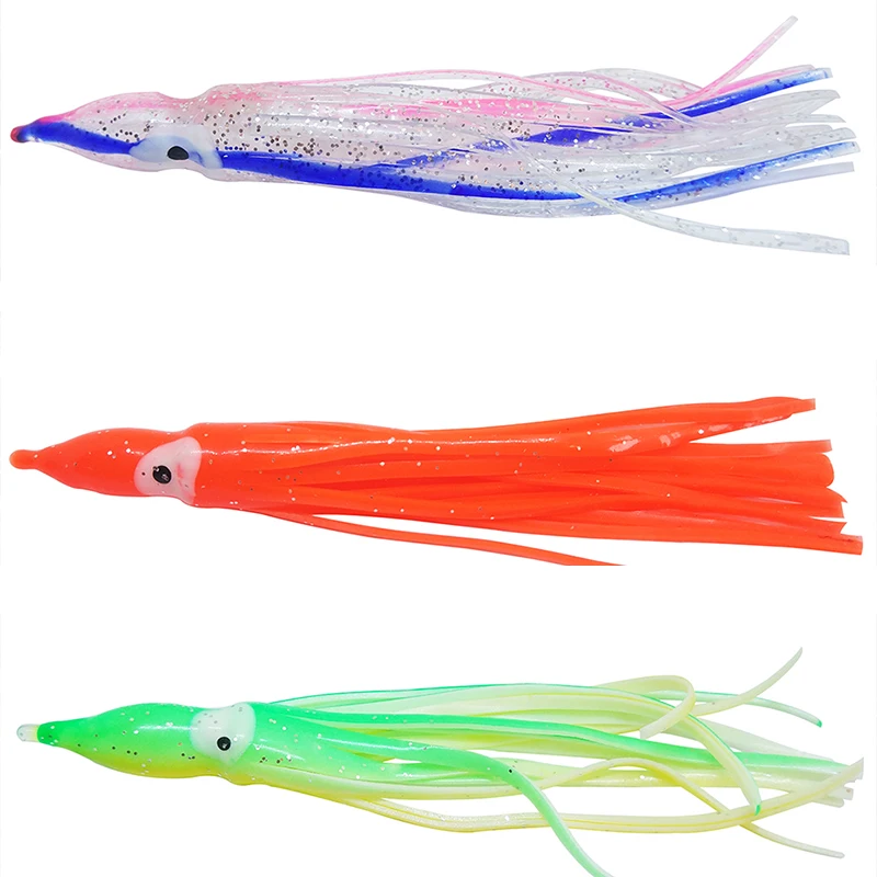 10PCS Rubber Squid Skirts 8cm 10cm 12cm Octopus Soft Fishing Lures Tuna Sailfish Baits Mix Colors