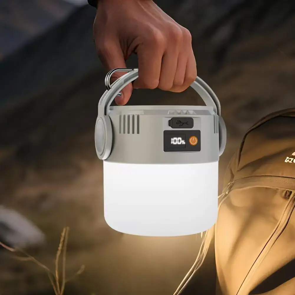 Outdoor Solar Camping Light Rechargeable LED Camping Light COB with Digital Display for Mountain Camping