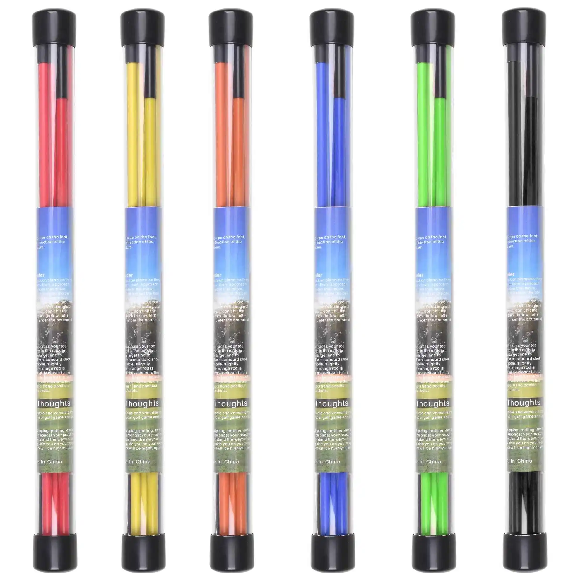 2 Sets Golf Alignment Sticks 48inch Alignment Practice Rods Collapsible 6 Colors Golf Alignment Sticks Golf Swing Training Tools